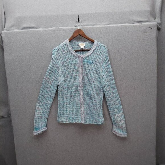 Talbots XL Womens Textured Sweater Blue & Purple Cotton Blend Long Sleeve - Picture 1 of 4